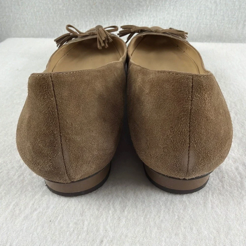 Via Spiga Devin‎ Brown Suede Tassel Bow Pointed Toe Ballet Flats Size 11M